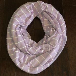 Lavender and white striped Infinity scarf